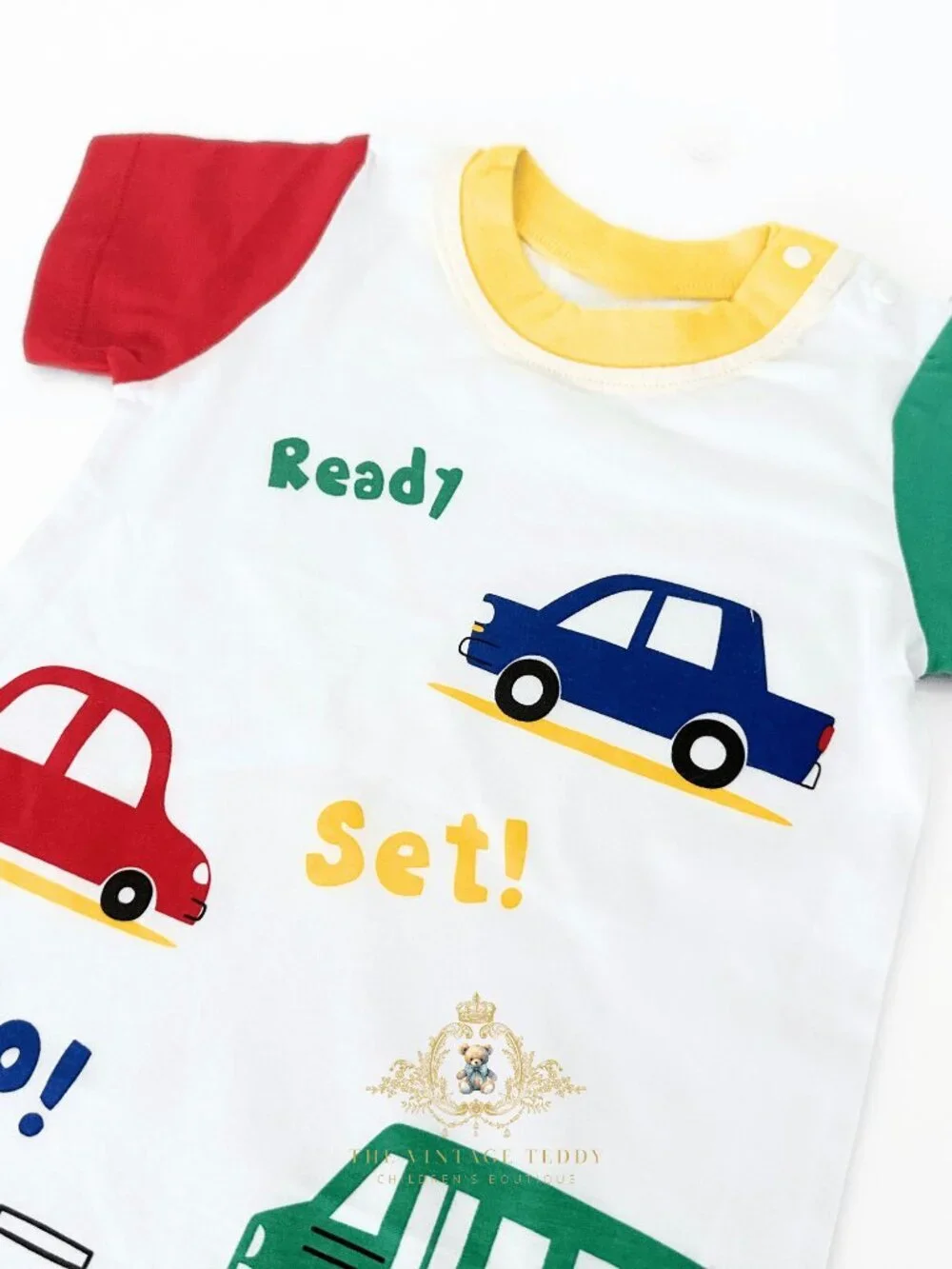 NWT Cute Boys One-piece Sleep N' Play Romper Cars Ready Set Go! Colorful 3-6M